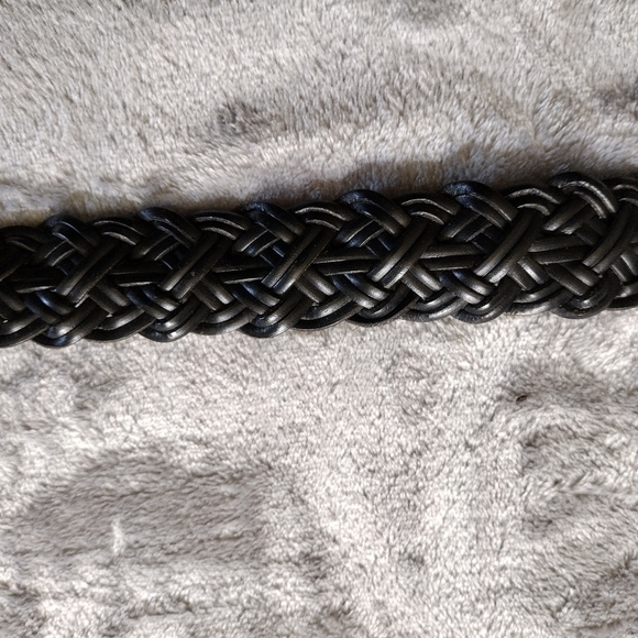Vtg Chico\'s Belt Women\'s M / L Black Braided Woven Silver Crocodile Buckle Y2K main image 4